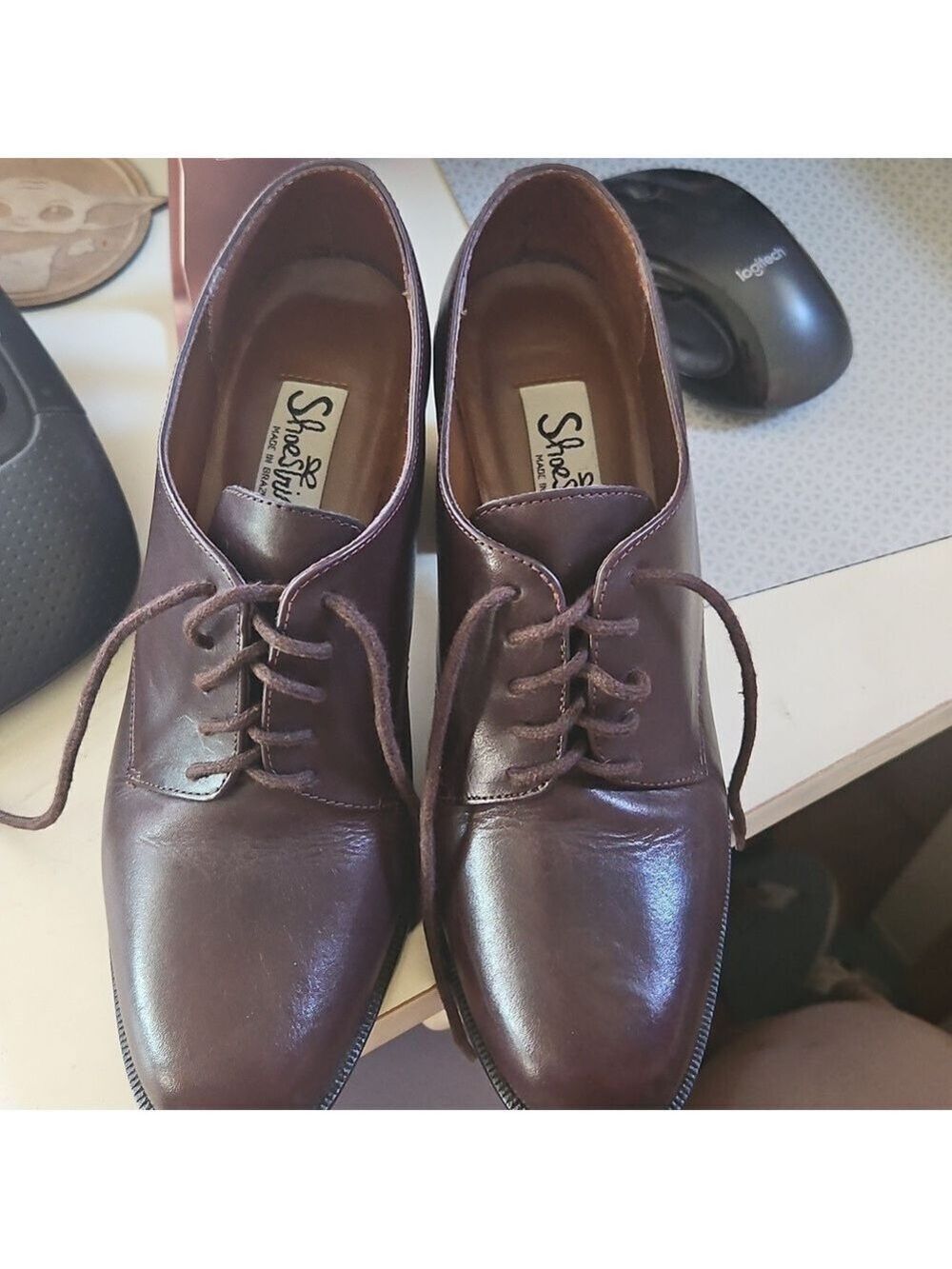 Shoe Strings | Vintage Brown Leather Mid-Century Modern Chunky Block Heel Boots